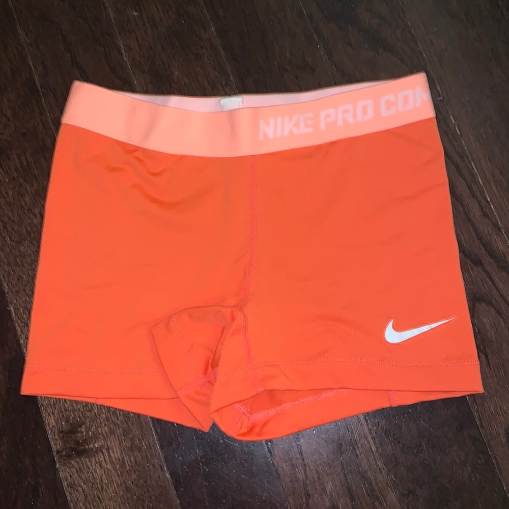 Small Orange Nike Pro Shorts